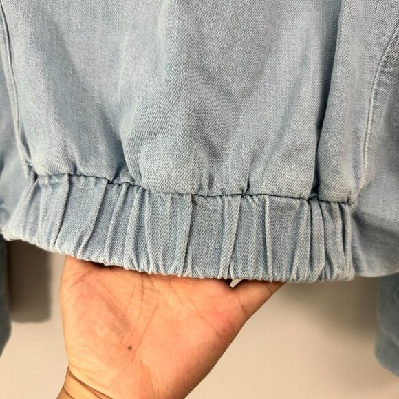 Zara Denim Bomber Jacket Front Metal Zip with Front Pockets Women's Size XS NWT - Picture 10 of 12